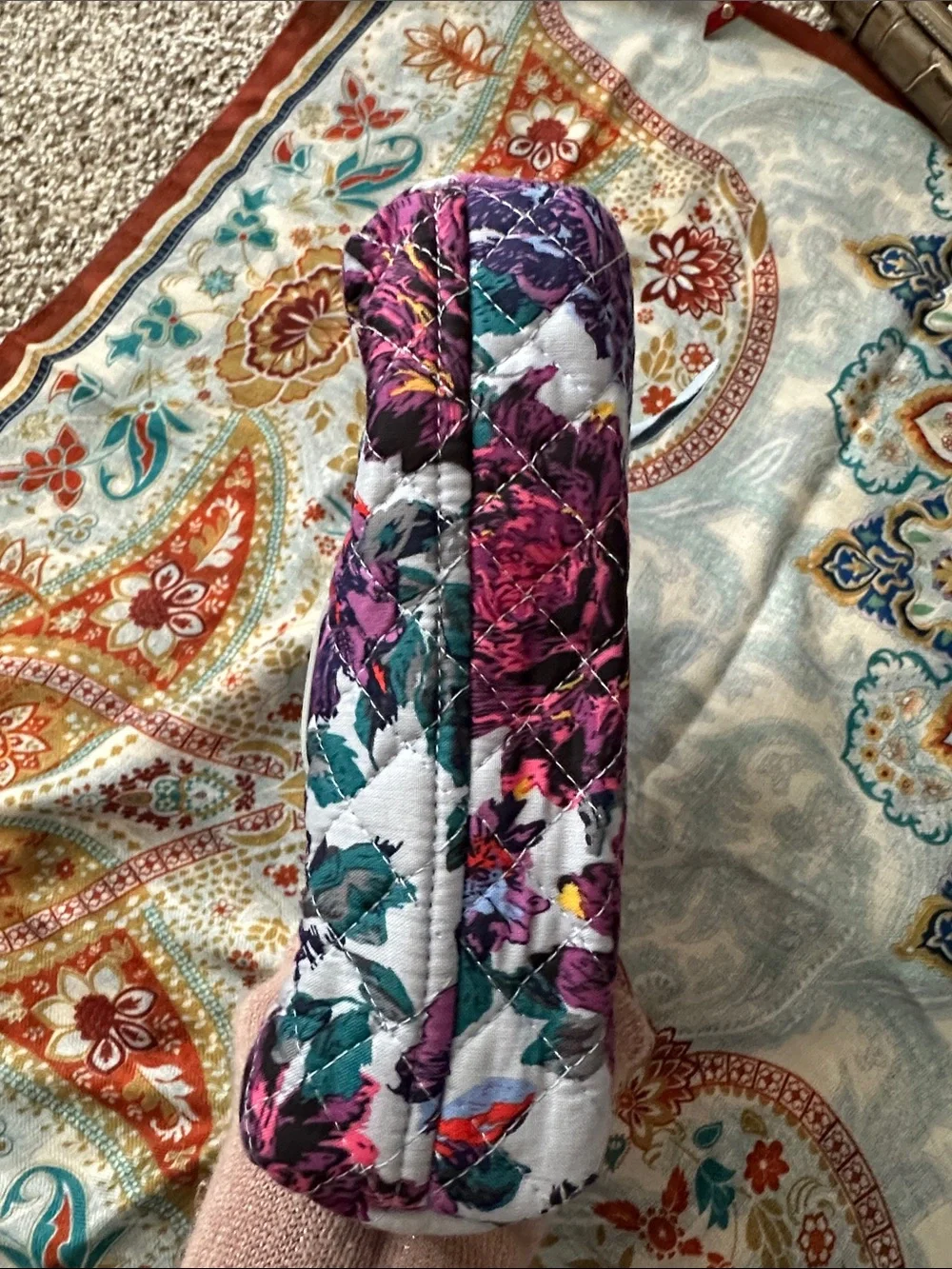 Vera Bradley Quilted Floral Cosmetic Pouch in Purple, Teal & Pink